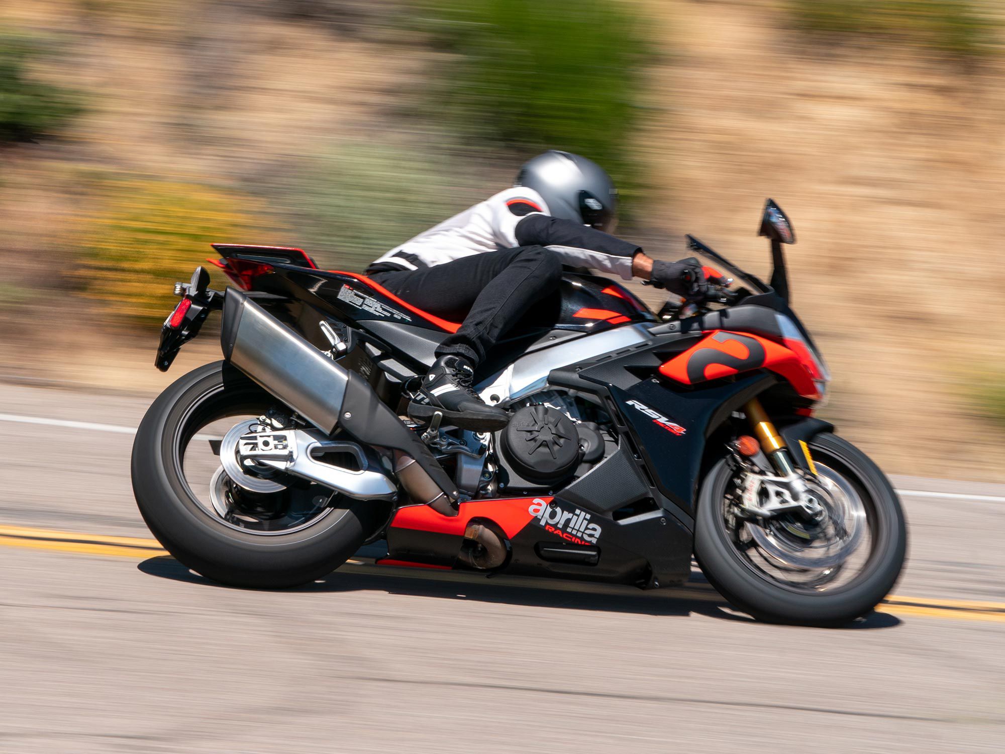 We continue to be impressed with the RSV4’s above average agility despite its 445-pound curb weight.