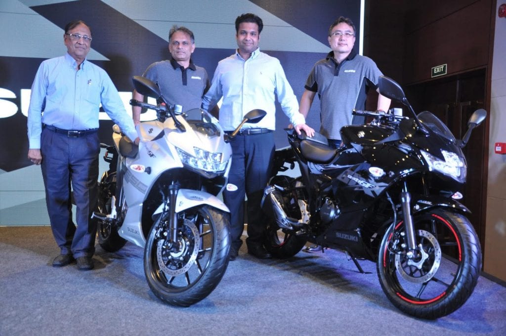 Senior officials of Suzuki Motorcycles at unveiling of latest GIXXER range of motorcycles
