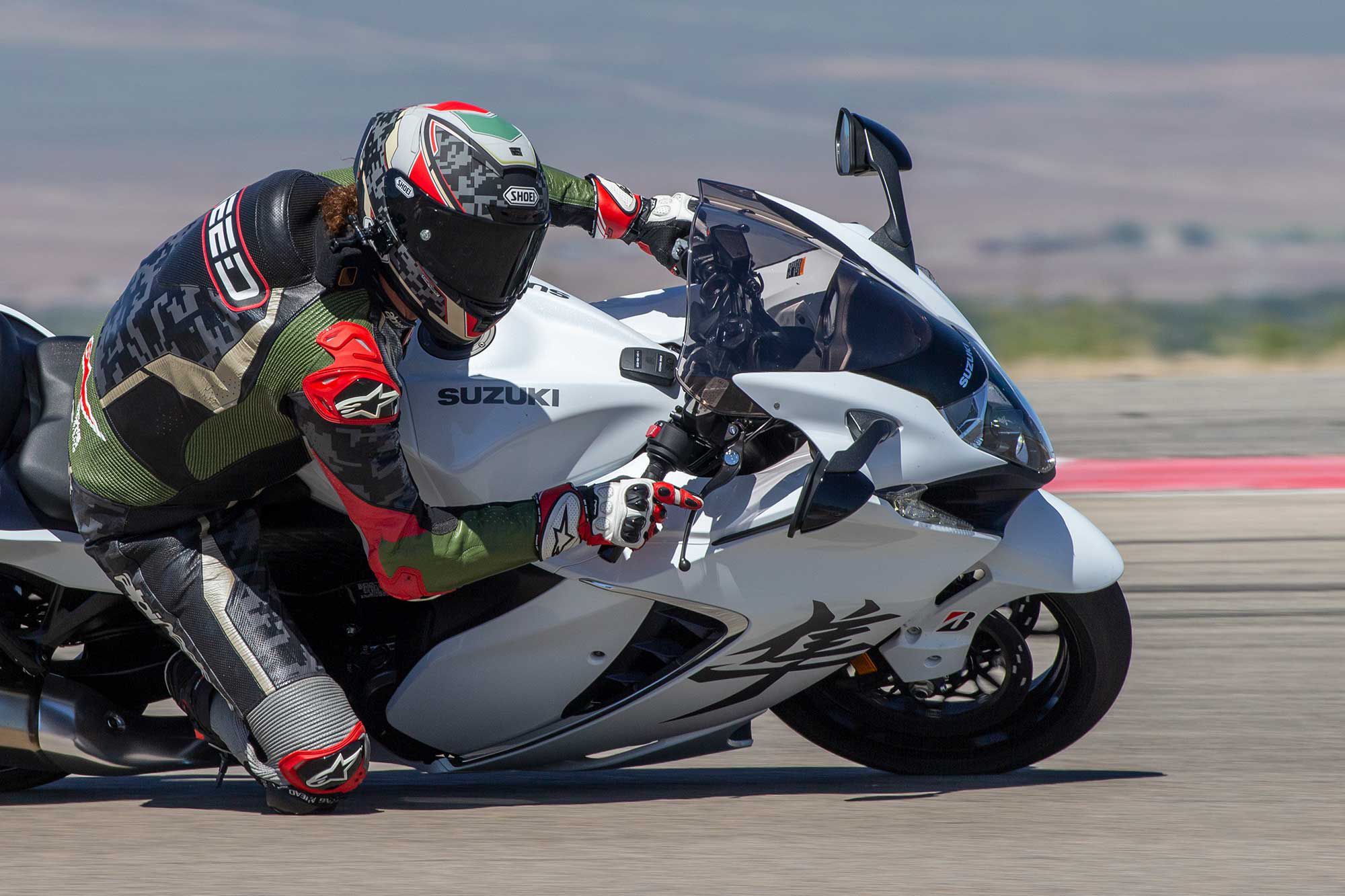 In Part 2 of our Suzuki Hayabusa review series we ride it around the 3.048-mile perimeter course at the Utah Motorsport Campus.
