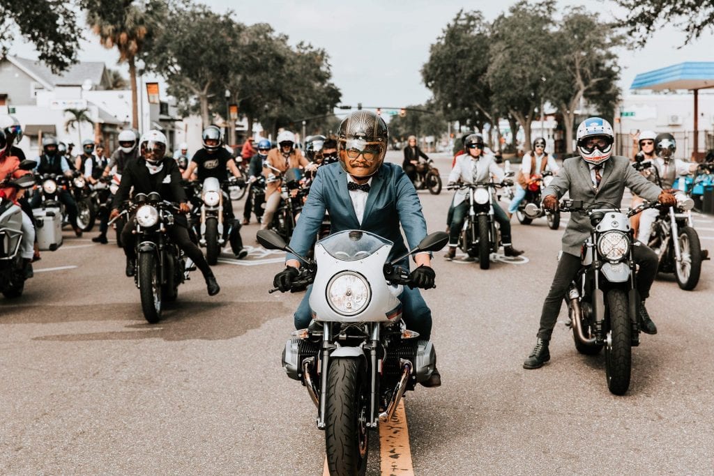 A rider contributes to the Distinguished Gentleman's Ride event 