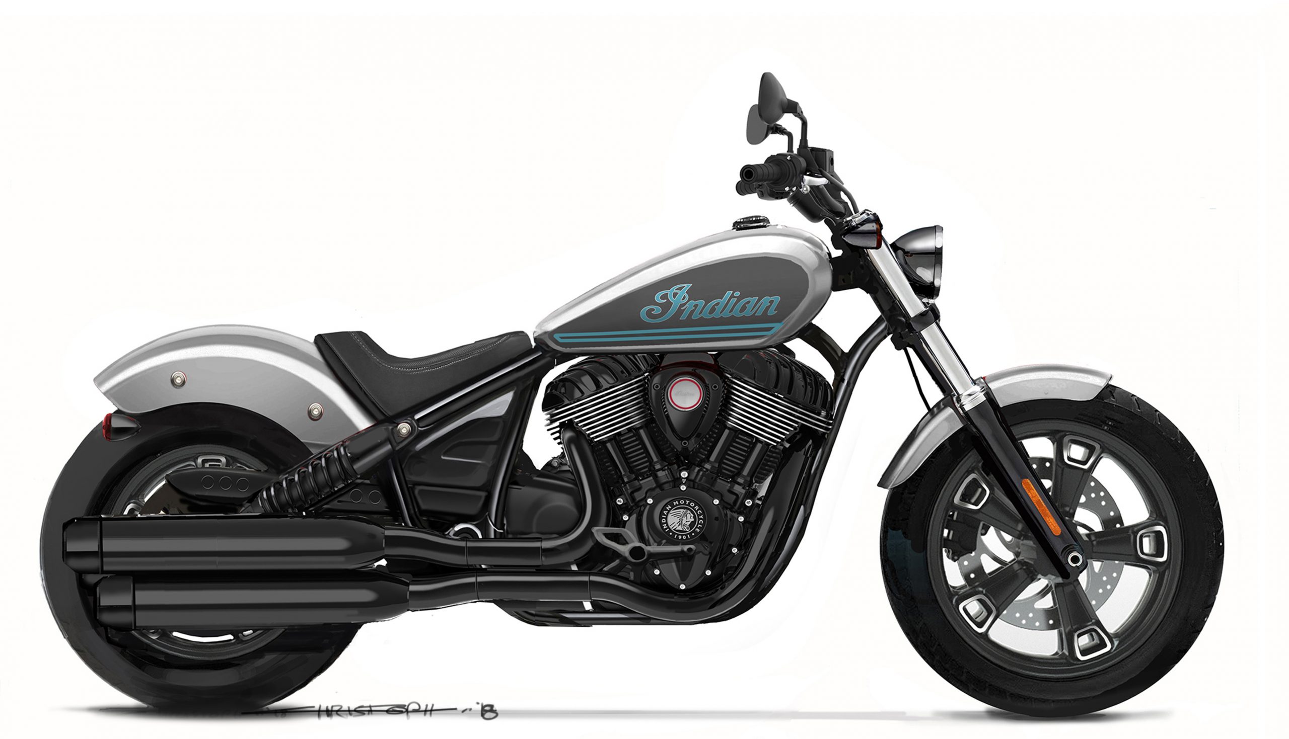A design drawing of Indian's new 2021 Chief Motorcycle