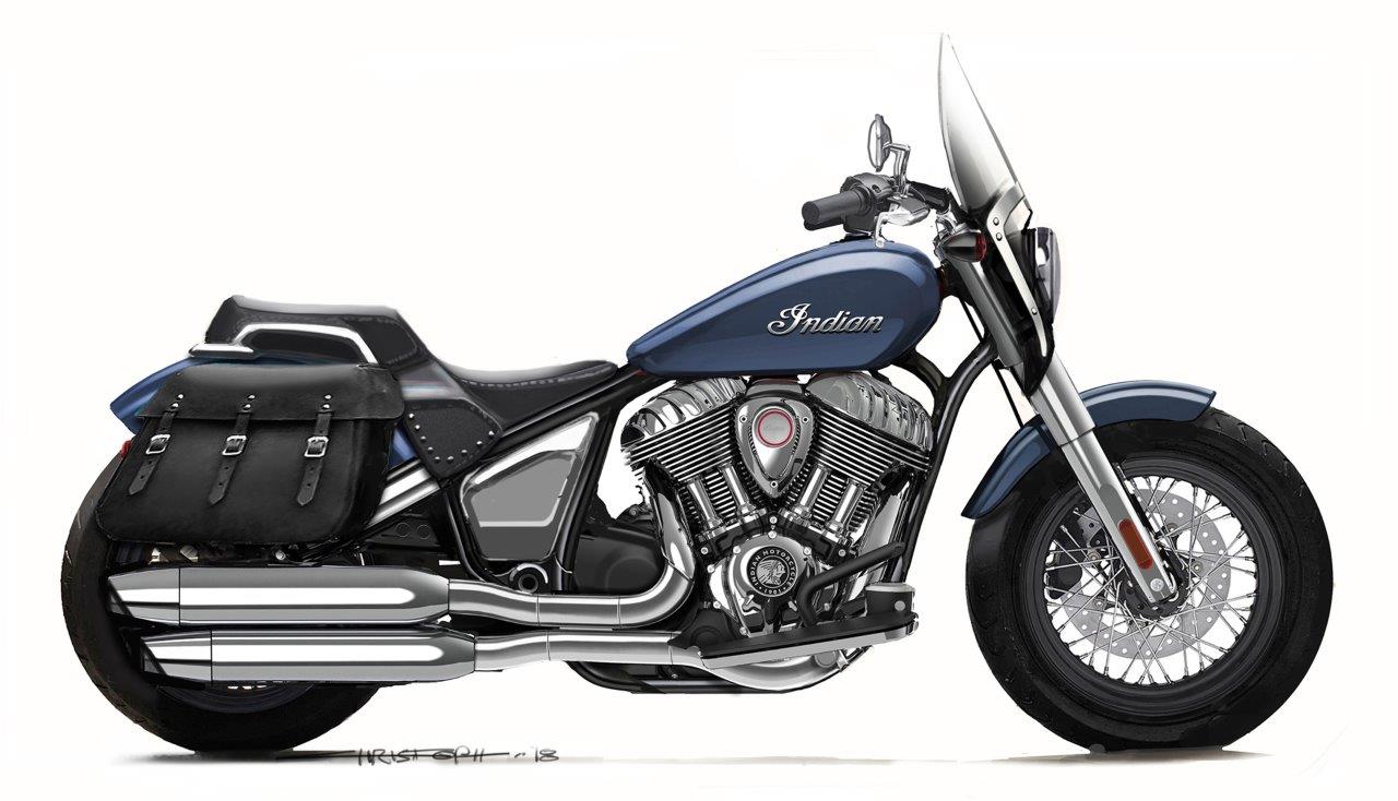 A design drawing of Indian's new 2021 Chief Superchief Motorcycle