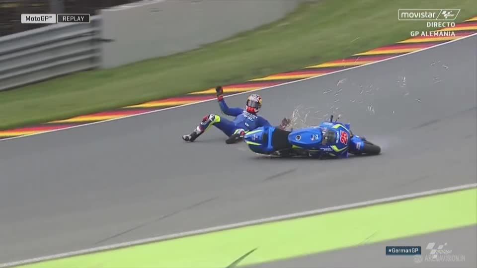 Maverick Vinales dropping his bike at the 2021 German Grand Prix