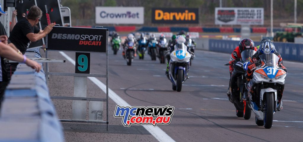 Jack Mahaffy leads a crazy Supersport 300 race at Hidden Valley
