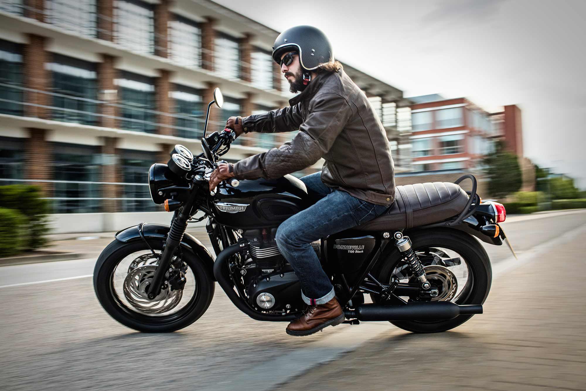 The Triumph Bonneville T120 has enough power to easily handle two-up duty.