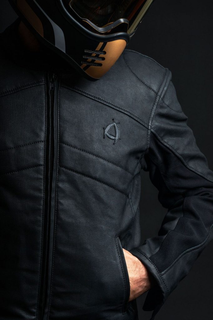 A frontal view of the new Neowise vegan leather motorcycle jacket from Andromeda Moto