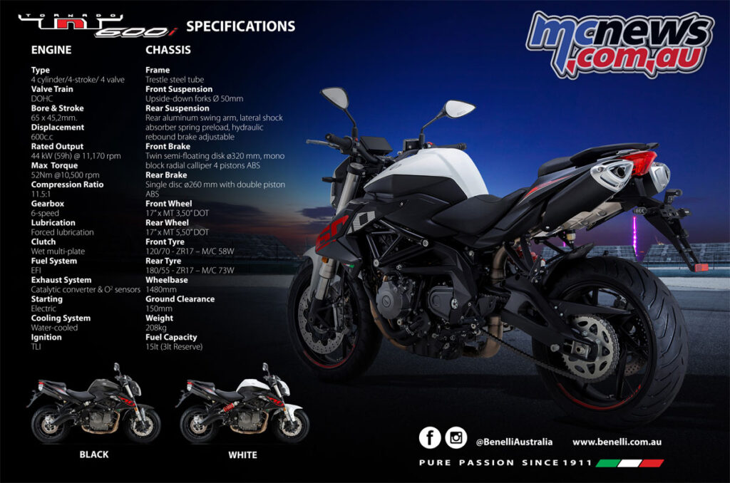 Benelli TNT 600i LAMS Specifications