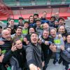 Valentino Rossi at the VR46 Riders Academy, taking a selfie with the team and the participants