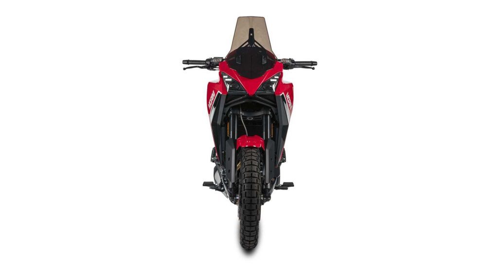 A front view of the Moto Morini X-Cape, soon to be released to Europe