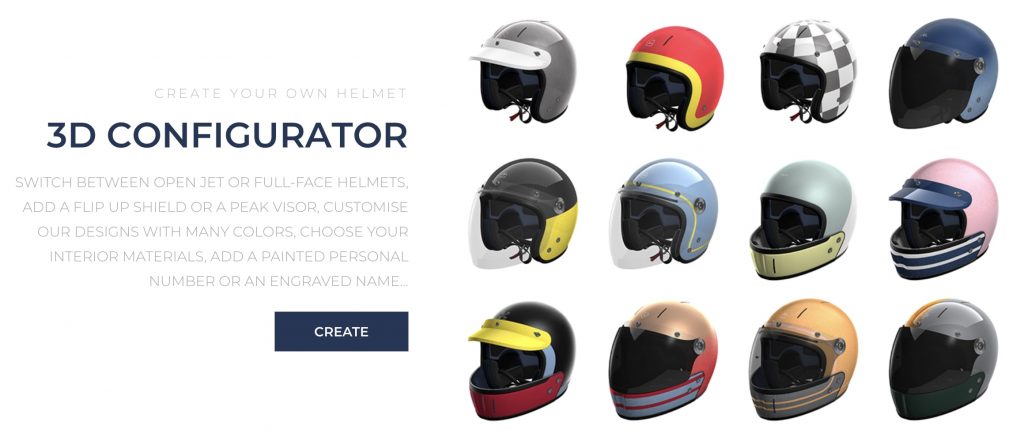 A screenshot of the helmet configurator on VELDT's website.