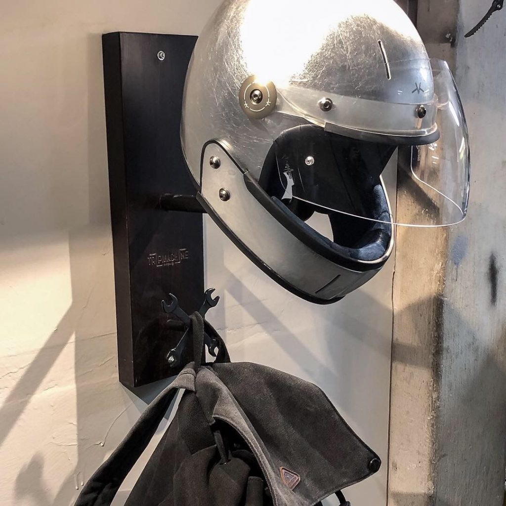 a VELDT motorcycle helmet in silver foil