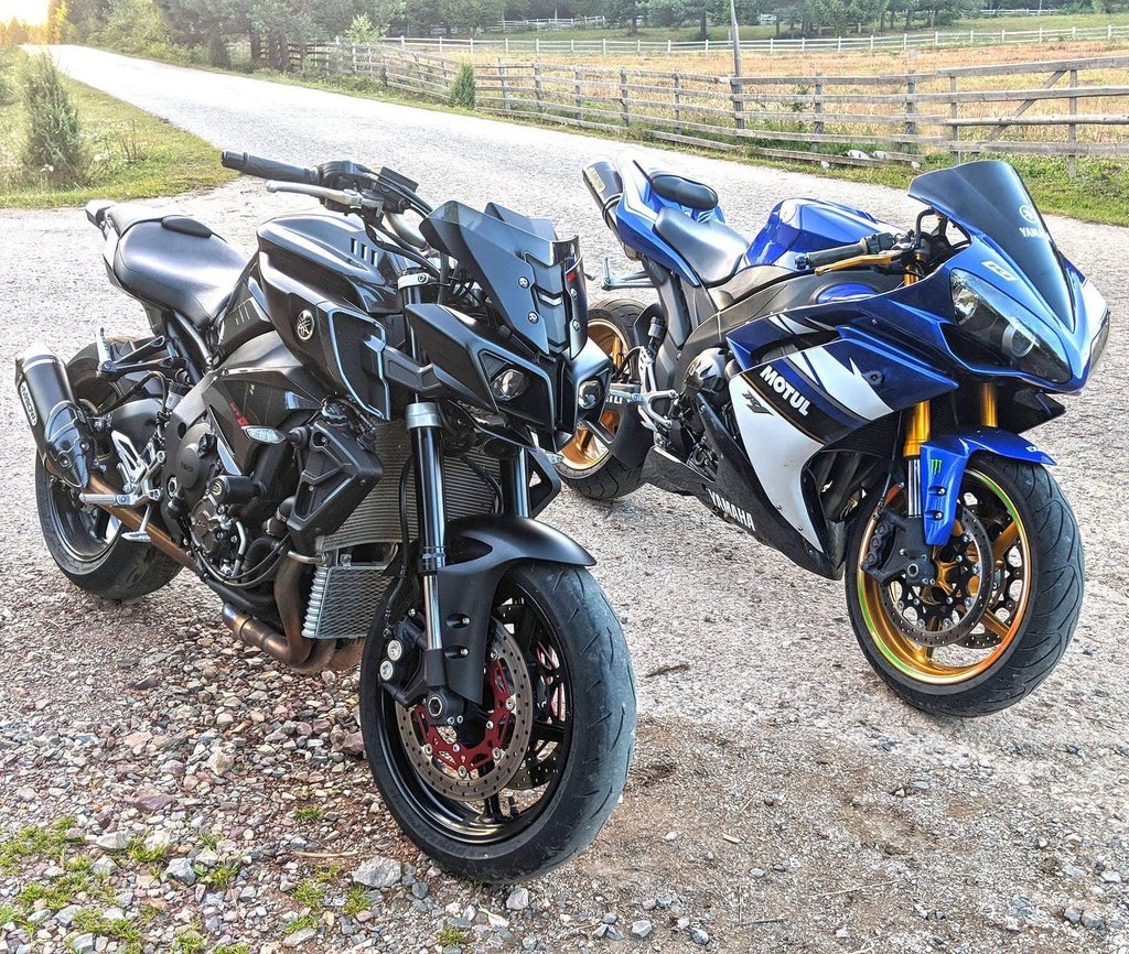 A view of the Yamaha MT10 and the R1