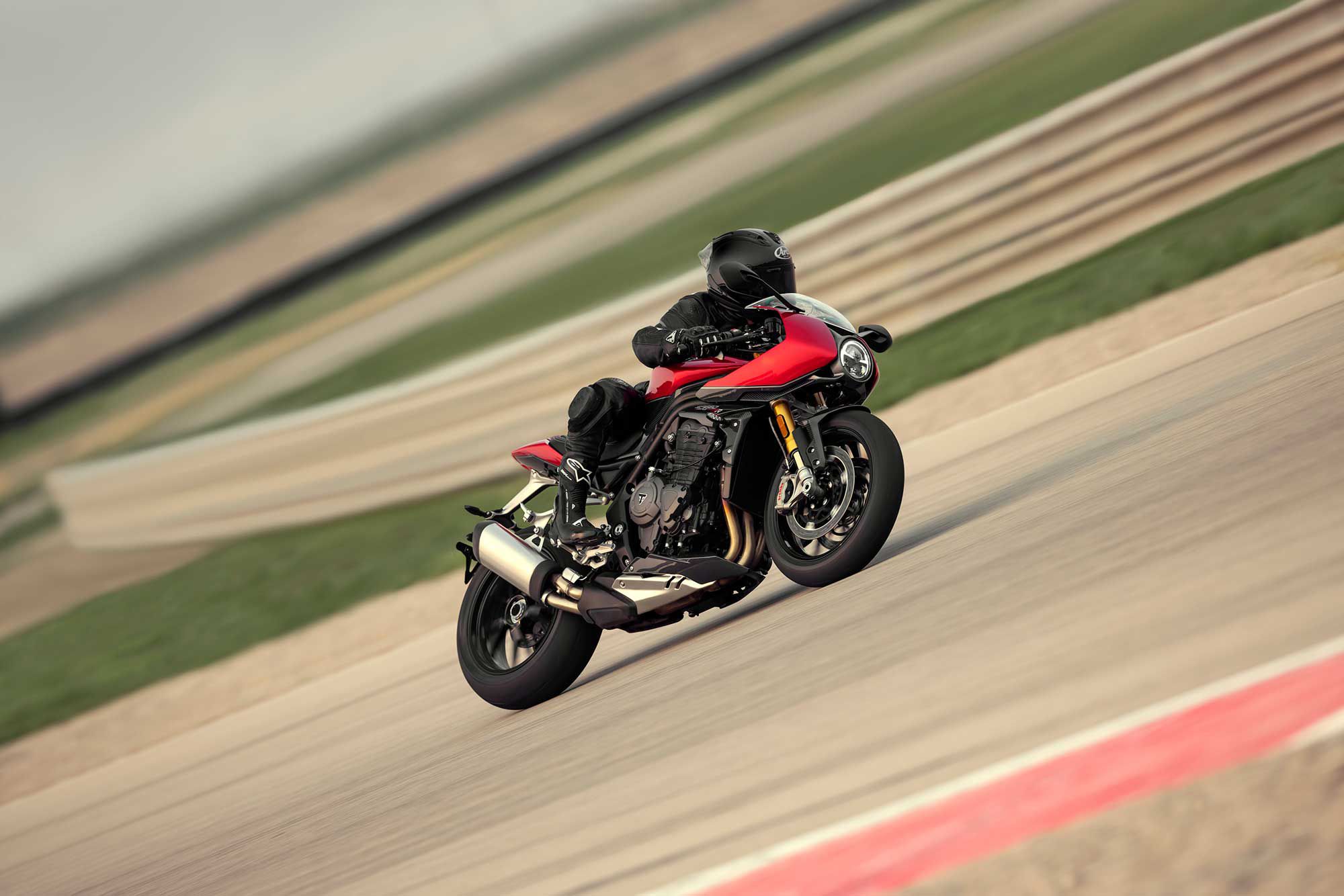With power and pull throughout the rev range, the new Speed Triple 1200 RR promises to be a blast at the track.