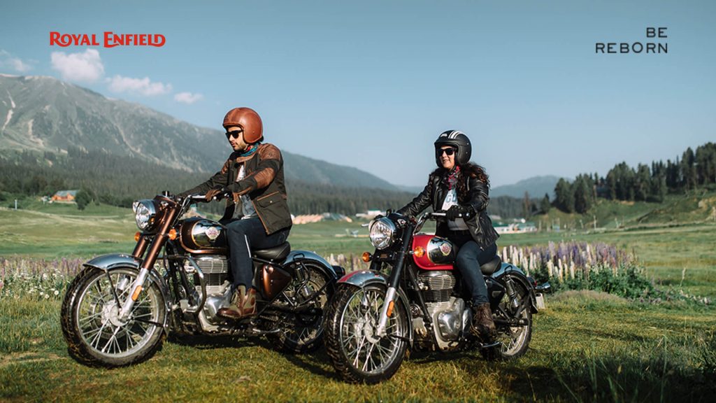 A view of two riders enjoying the new 2021 Classic Roll Enfield 