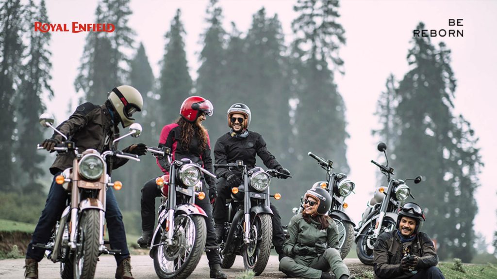 A group of riders trying out the all-new 2021 Classic 350 from Royal Enfield
