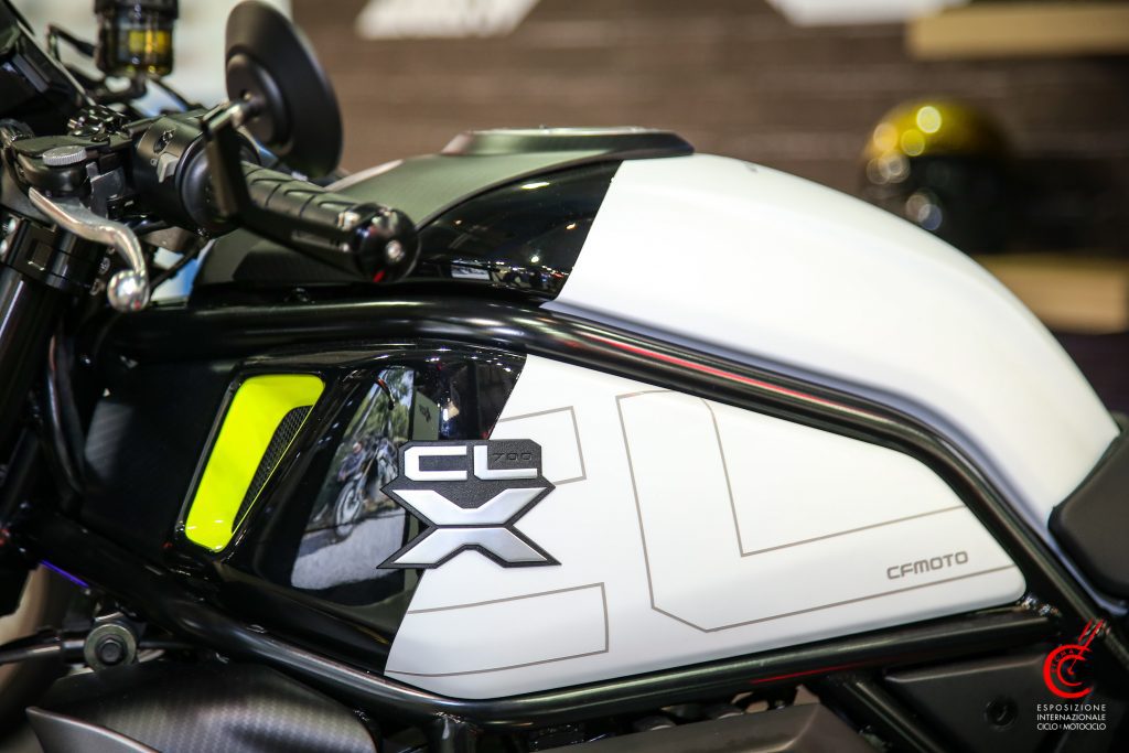 A view of the gas tank details on the CFMoto 700 CL-X Sport Variant, soon to be made available in Australia and the Central and Eastern Hemispheres.