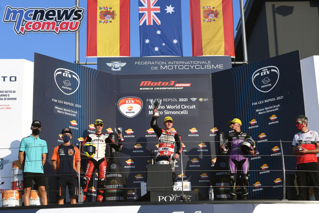 Joel Kelso topped the podium from Ortola and - Junior Moto3 Repsol CEV Round 7 - Misano