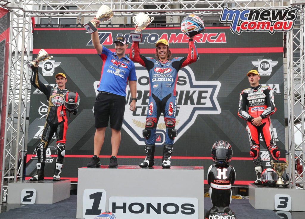 Petersen topped the Race 1 podium from Scholtz and Baz at Barber