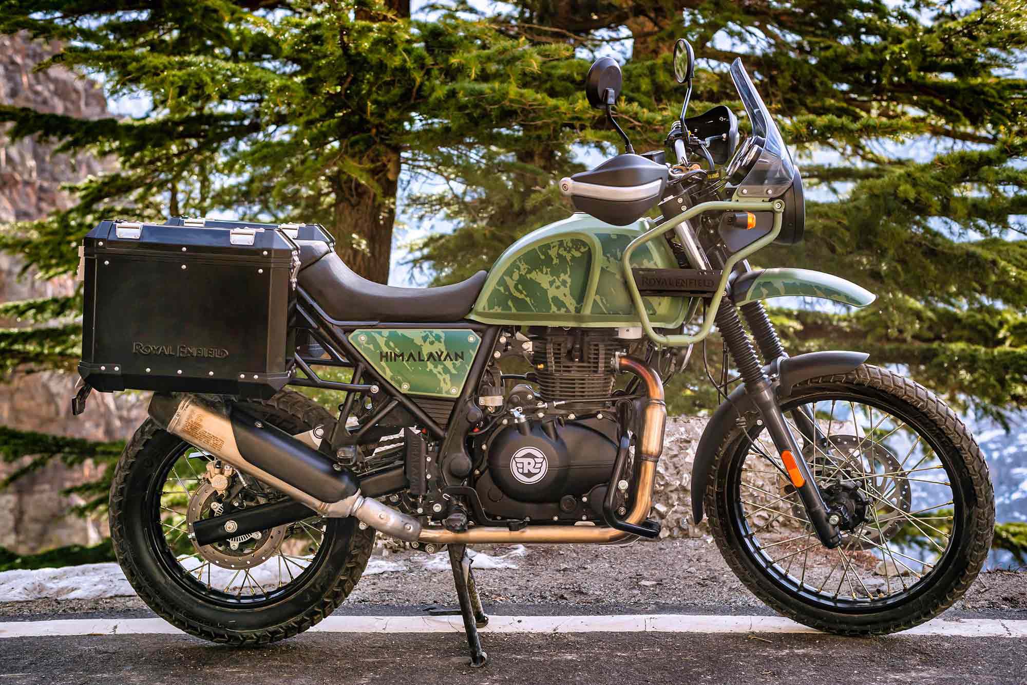 The 2022 Royal Enfield Himalayan in Pine Green colorway.