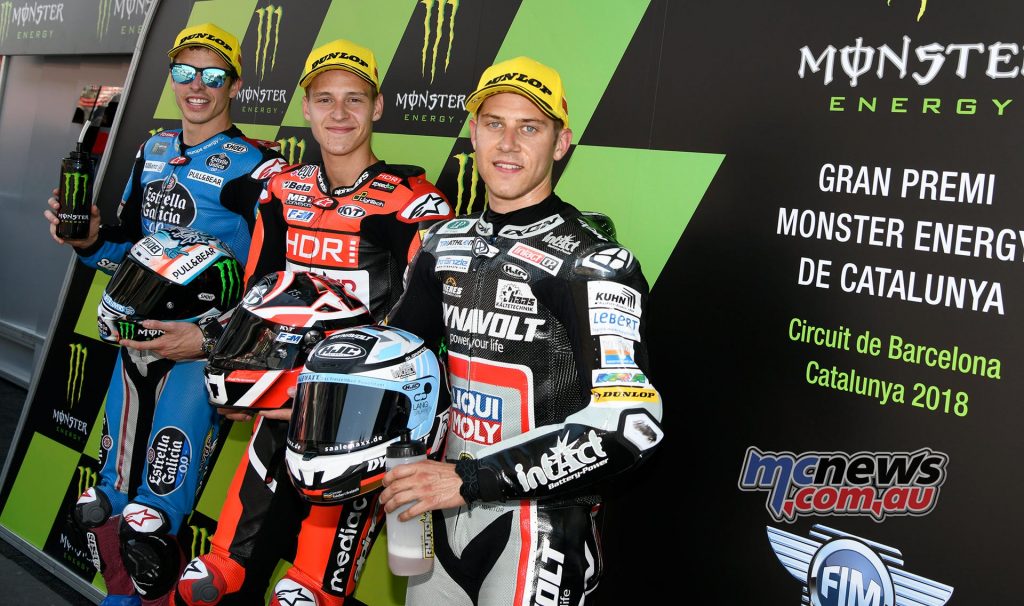 Moto2 front row (L-R): Marquez, Quartararo, Schrötter