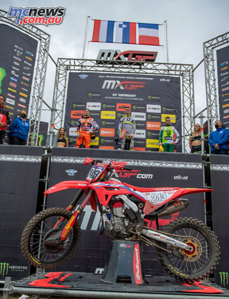 Tim Gajser claims the top spot in the 2021 MXGP of Germany