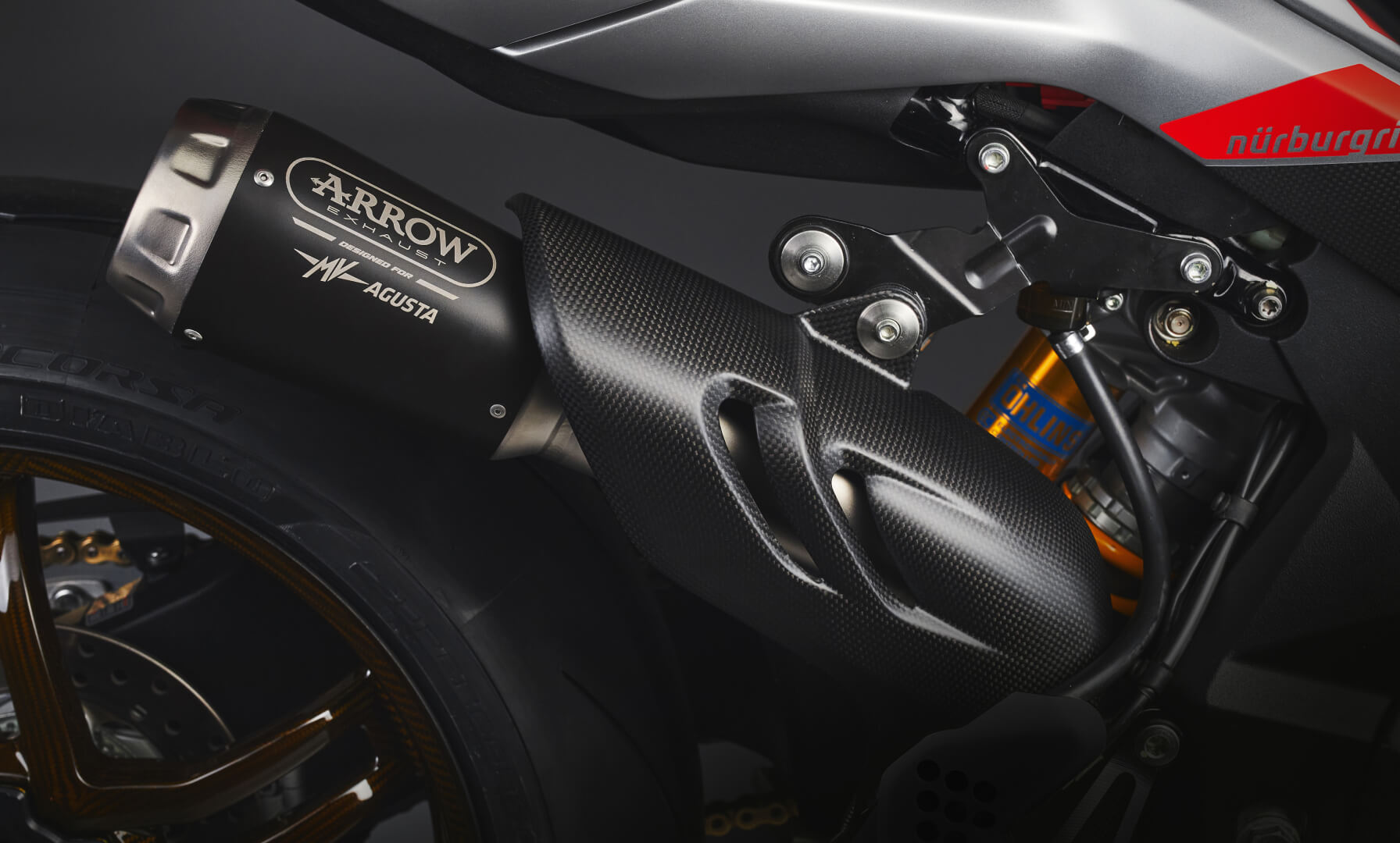 A picture of the arrow exhaust on the MV Agusta Brutale 1000 Nürburgring