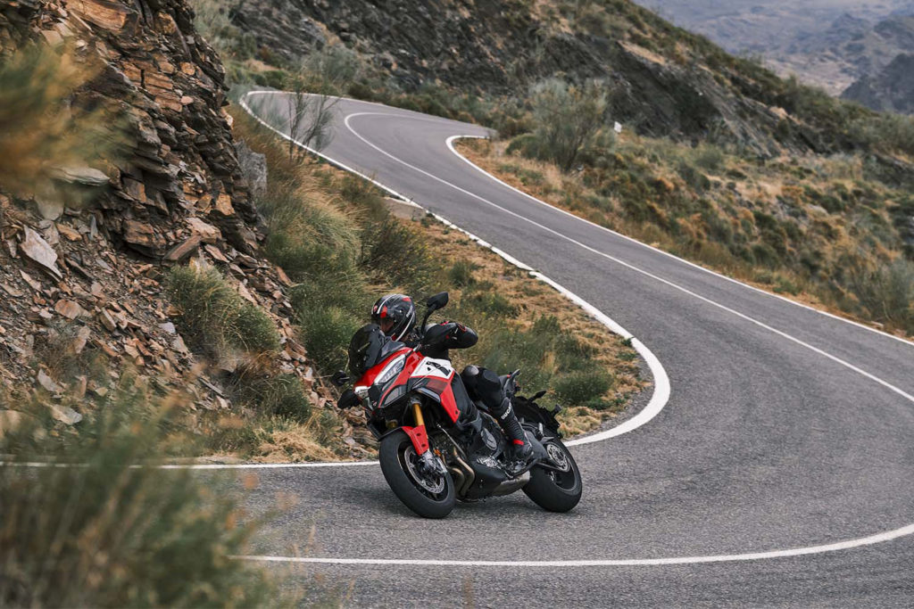 2022 Ducati Multistrada V4 Pikes Peak drives on curvy mountain road