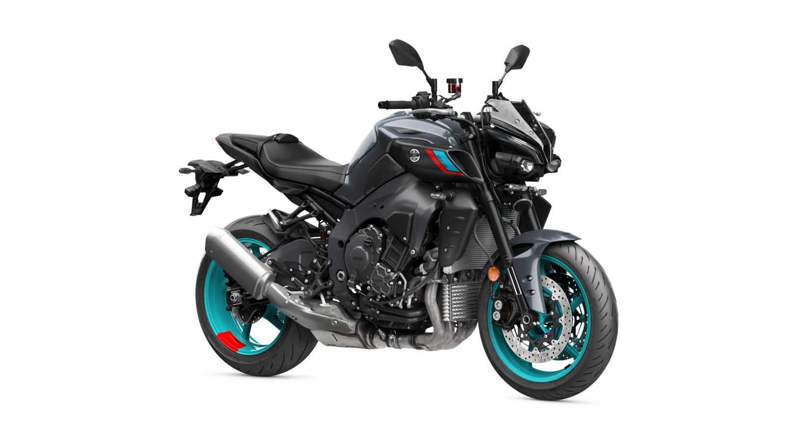 The 2022 Yamaha MT-10 in Cyan Storm colorway.