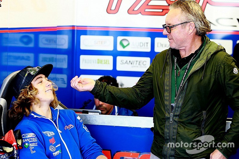 Remy Gardner with father Wayne Gardner - both of which are going down in history as the second father-son duo to secure championships for Moto2