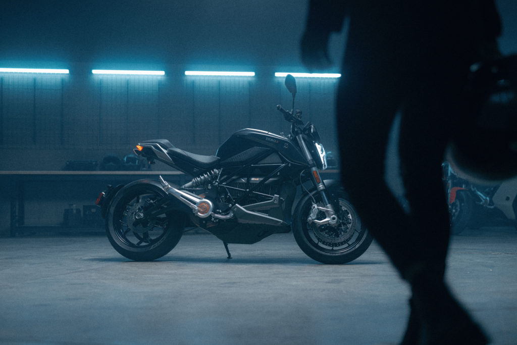 2022 Zero SR sits in a dark garage space