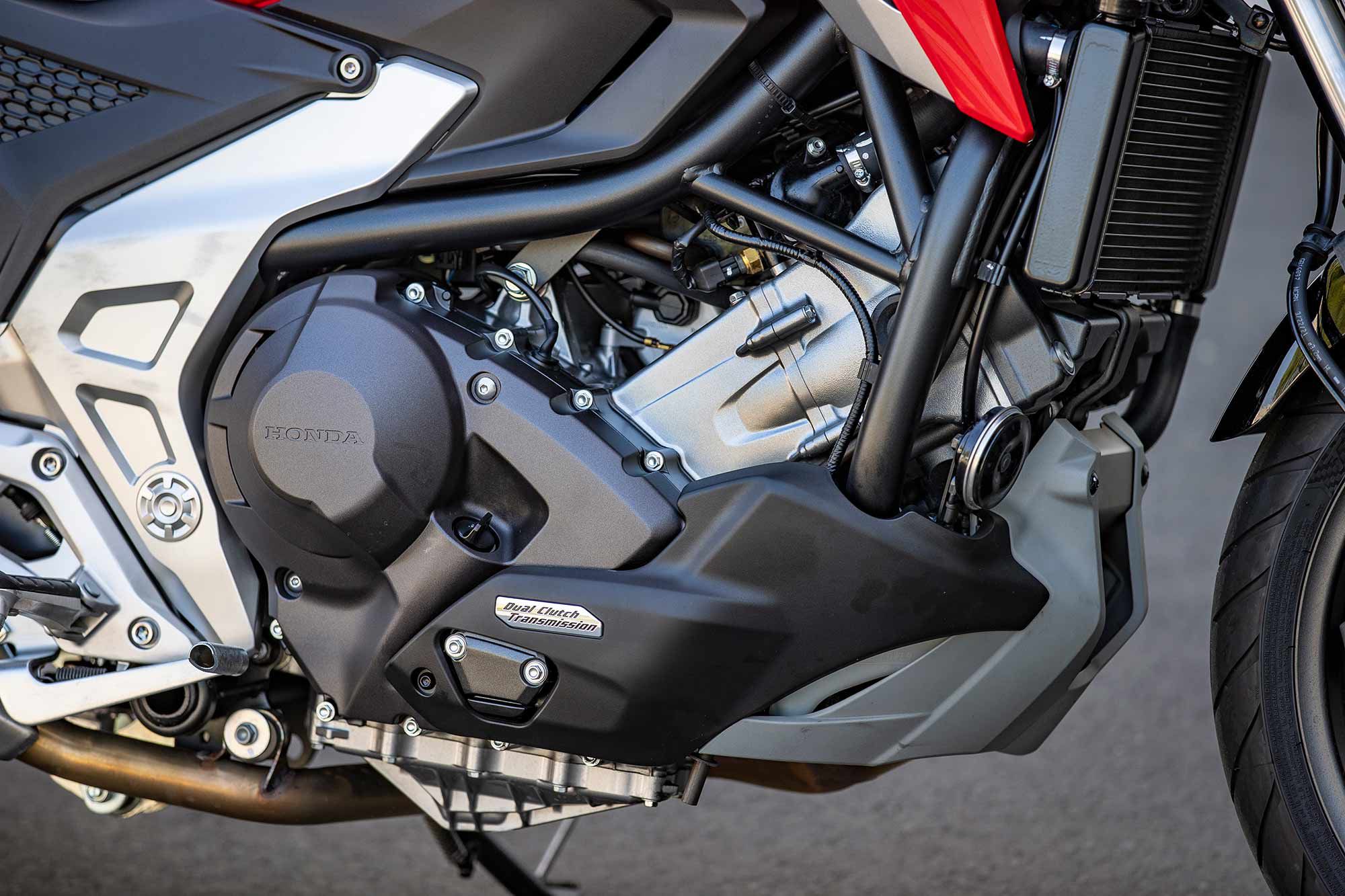 The Honda NC750X is powered by a torque-rich 745cc SOHC parallel-twin engine. The cylinders are set at a 55-degree angle, which allows for large-capacity storage.