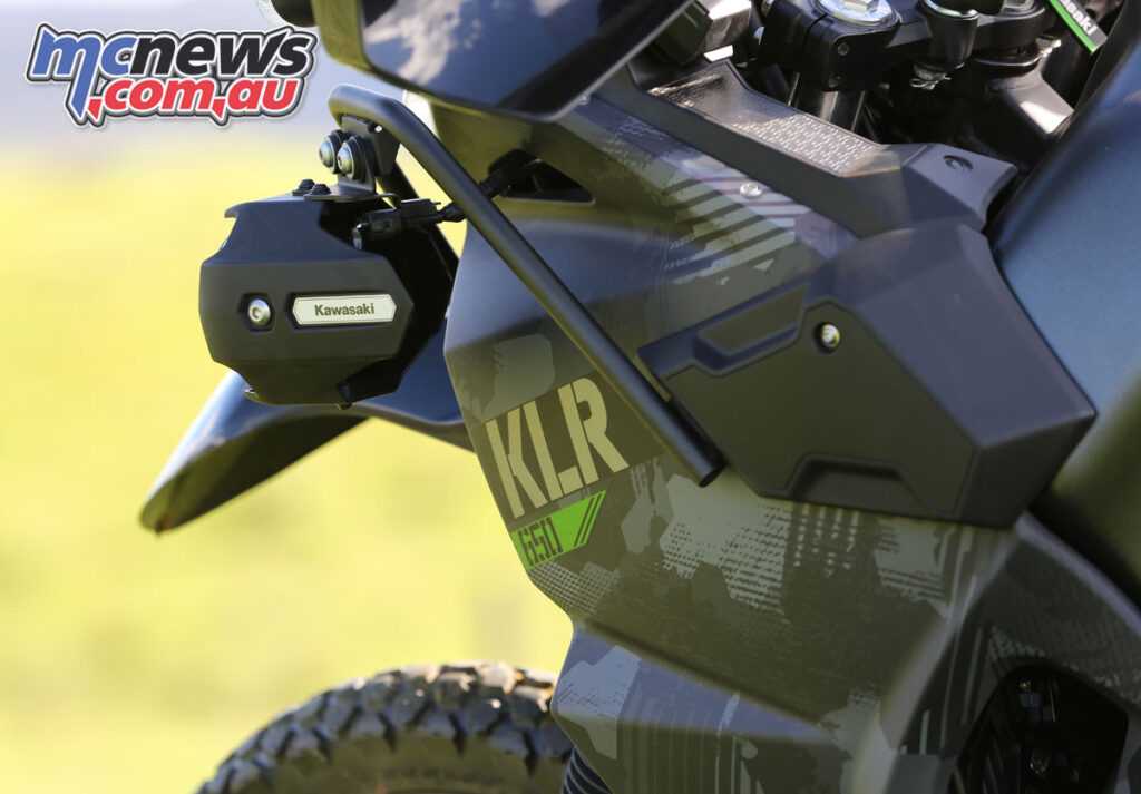 Crash bars and fog-lights are also standard, offering additional protection and lighting for the KLR650