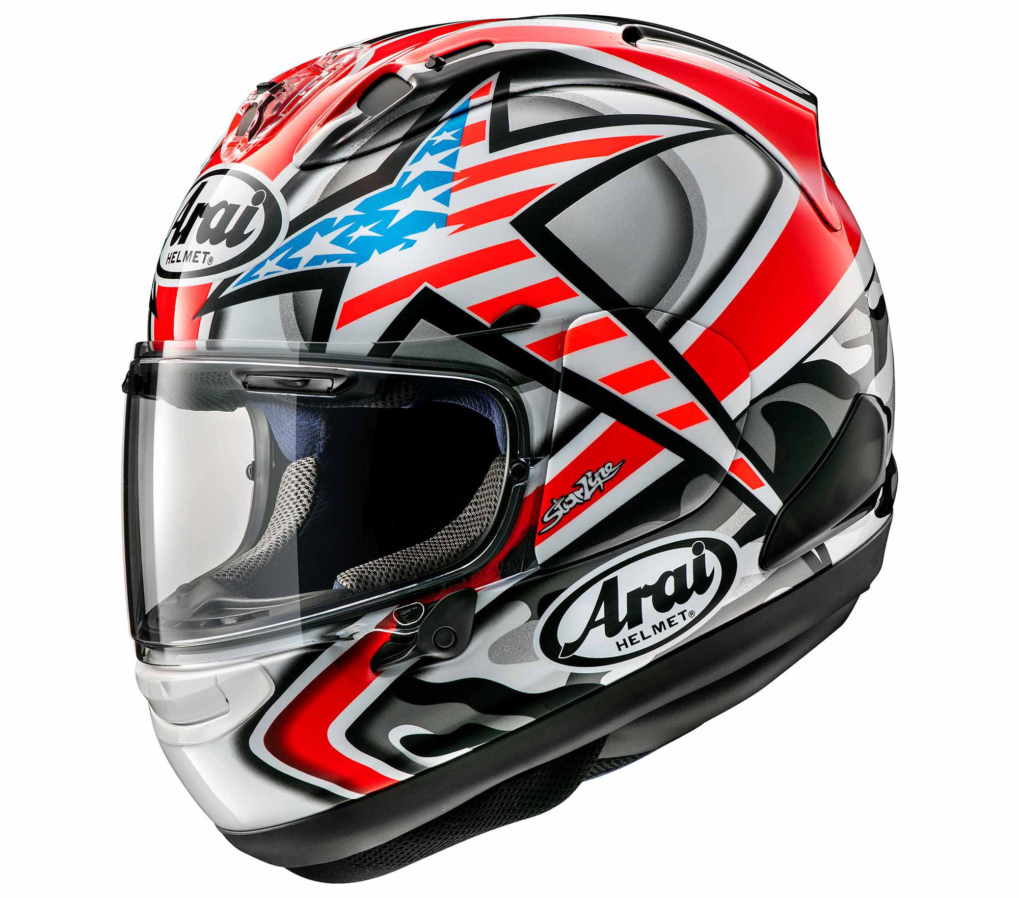 Celebrate the life and racing accomplishments of Nicky Hayden with the Arai Corsair-X Hayden Laguna helmet.