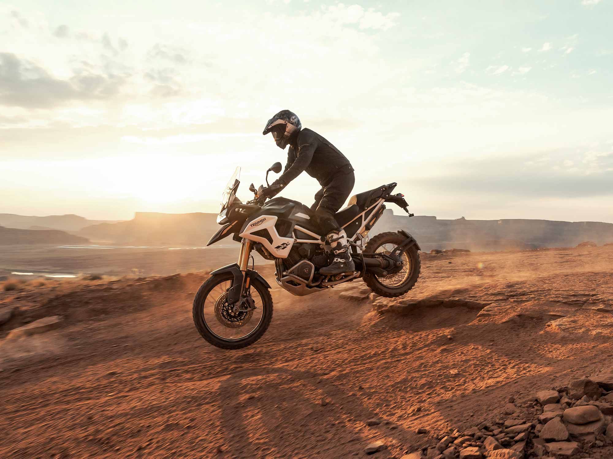 The 2022 Triumph Tiger 1200 Rally Pro shares many of the off-road build features as the Explorer.