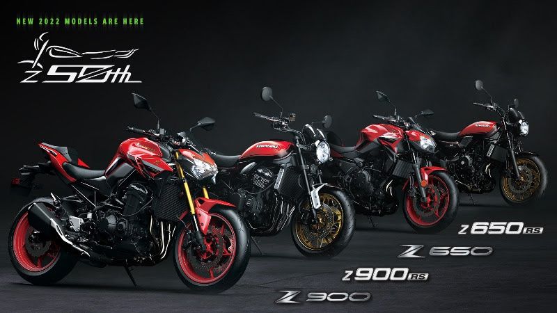 Four limited-edition Kawasaki models will celebrate 50 years of Z in 2022.