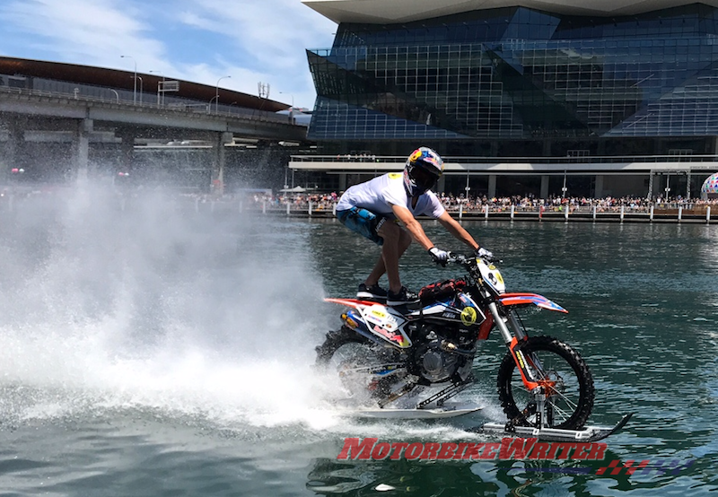 Robbie Maddison rides on water at Sydney Motorcycle Show - Brisbane luca