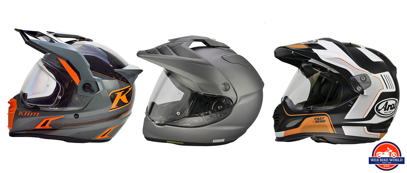The Klim Krios Pro, Arai XD-4, and Shoei Hornet helmet