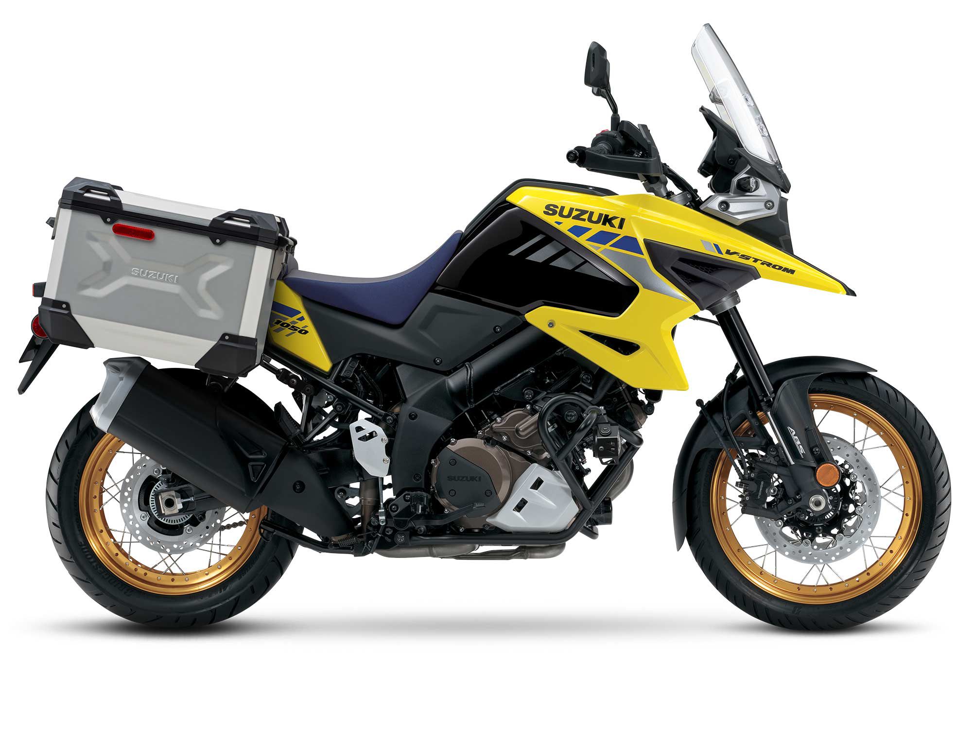 Suzuki’s V-Strom 1050XT Adventure in Champion Yellow and Glass Sparkle Black.