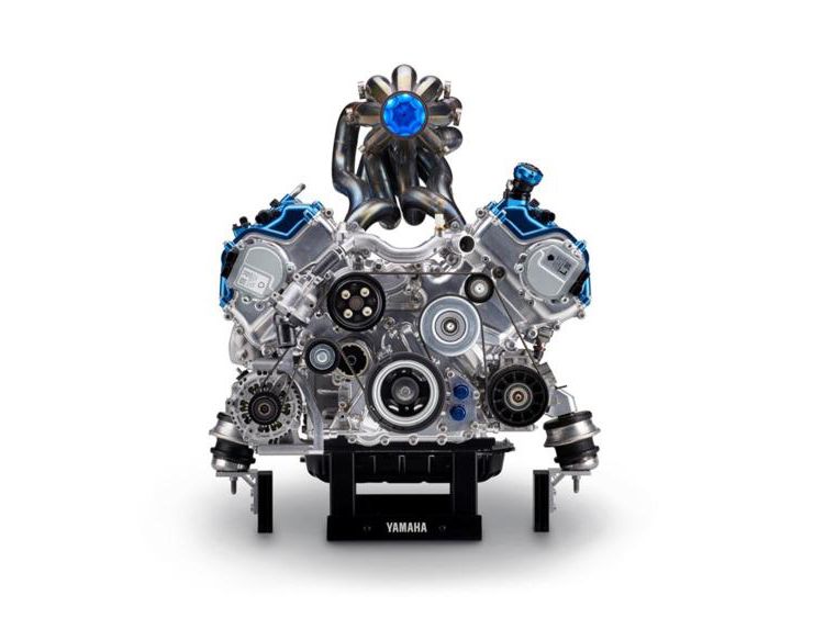 Head-on view of Yamaha’s hydrogen-powered engine work for Toyota.