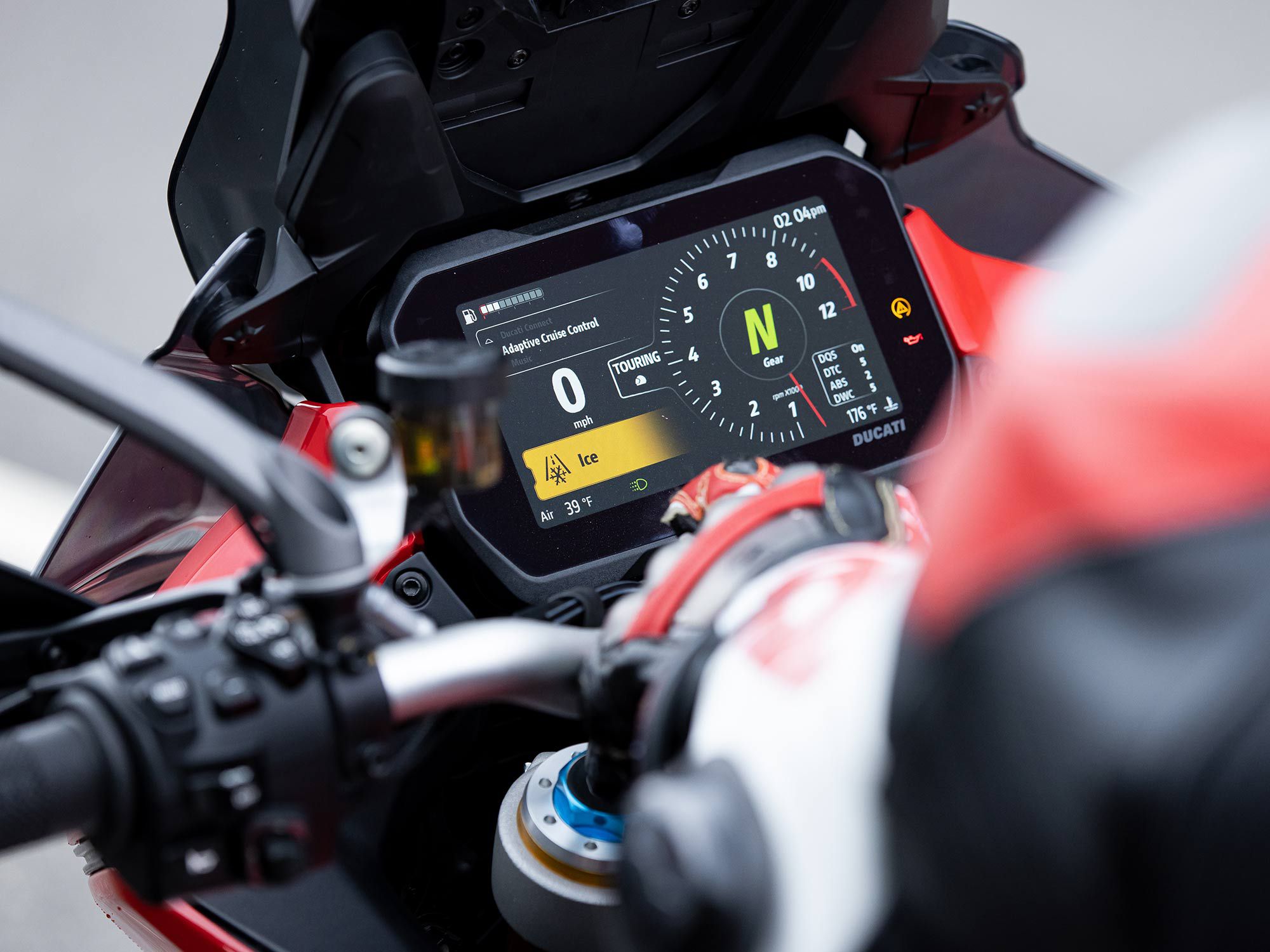 A bright, crisp 6.5-inch color TFT adorns the 2022 Ducati Multistrada V4 Pikes Peak. It sure looks nice, but the menu system is quirky.