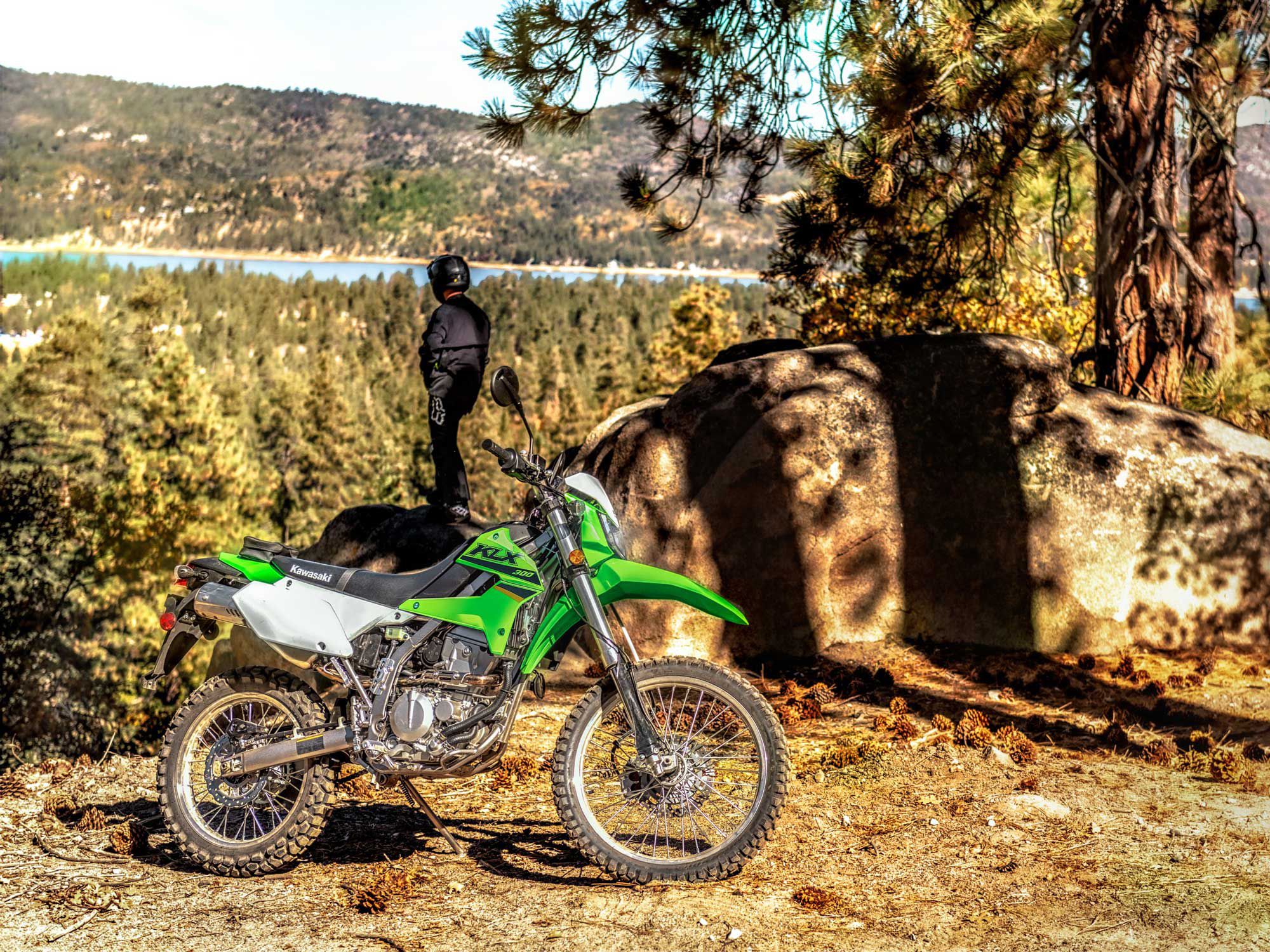 The KLX300 has great trail manners when ridden at a casual pace, making it a fun, user-friendly bike for navigating city streets or exploring local trails.