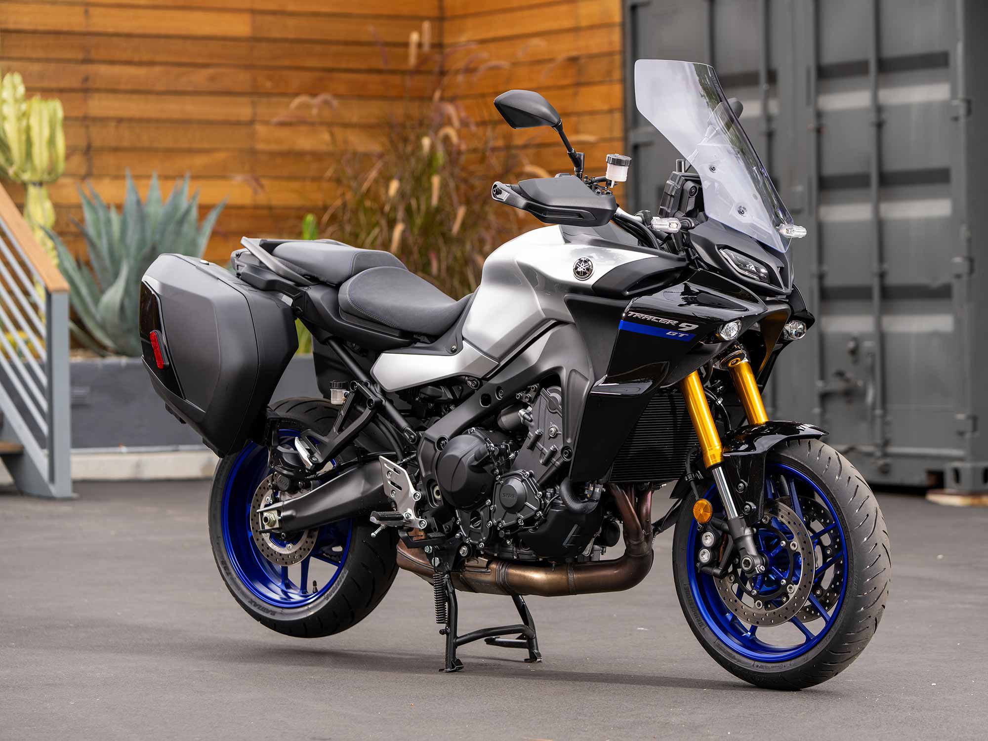 Yamaha’s 2022 Tracer 9 GT is outfitted with removable hard case luggage and rings in at $14,999.