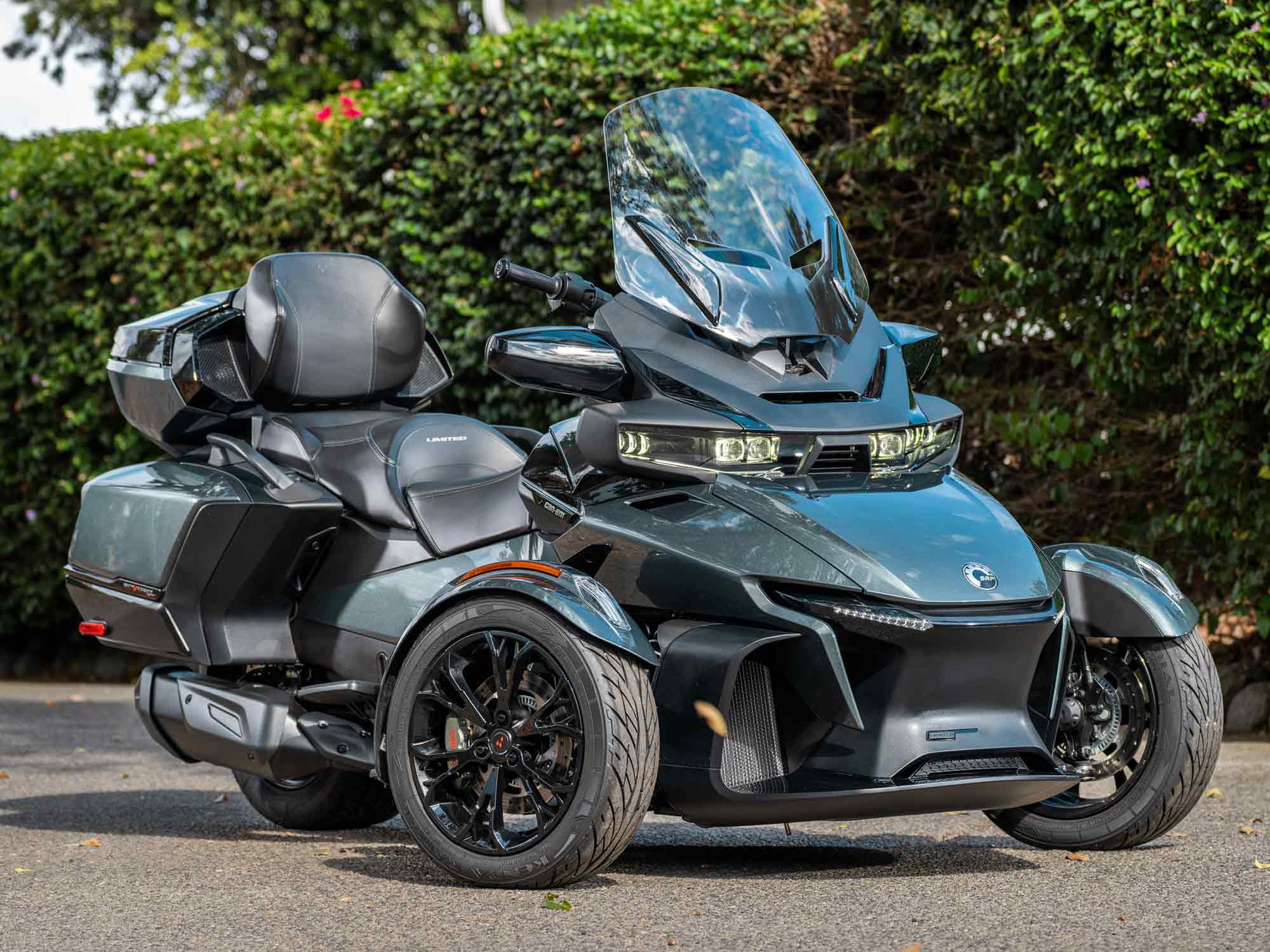 The Can-Am Spyder RT bridges the gap between convertible-style automobile and motorcycle.