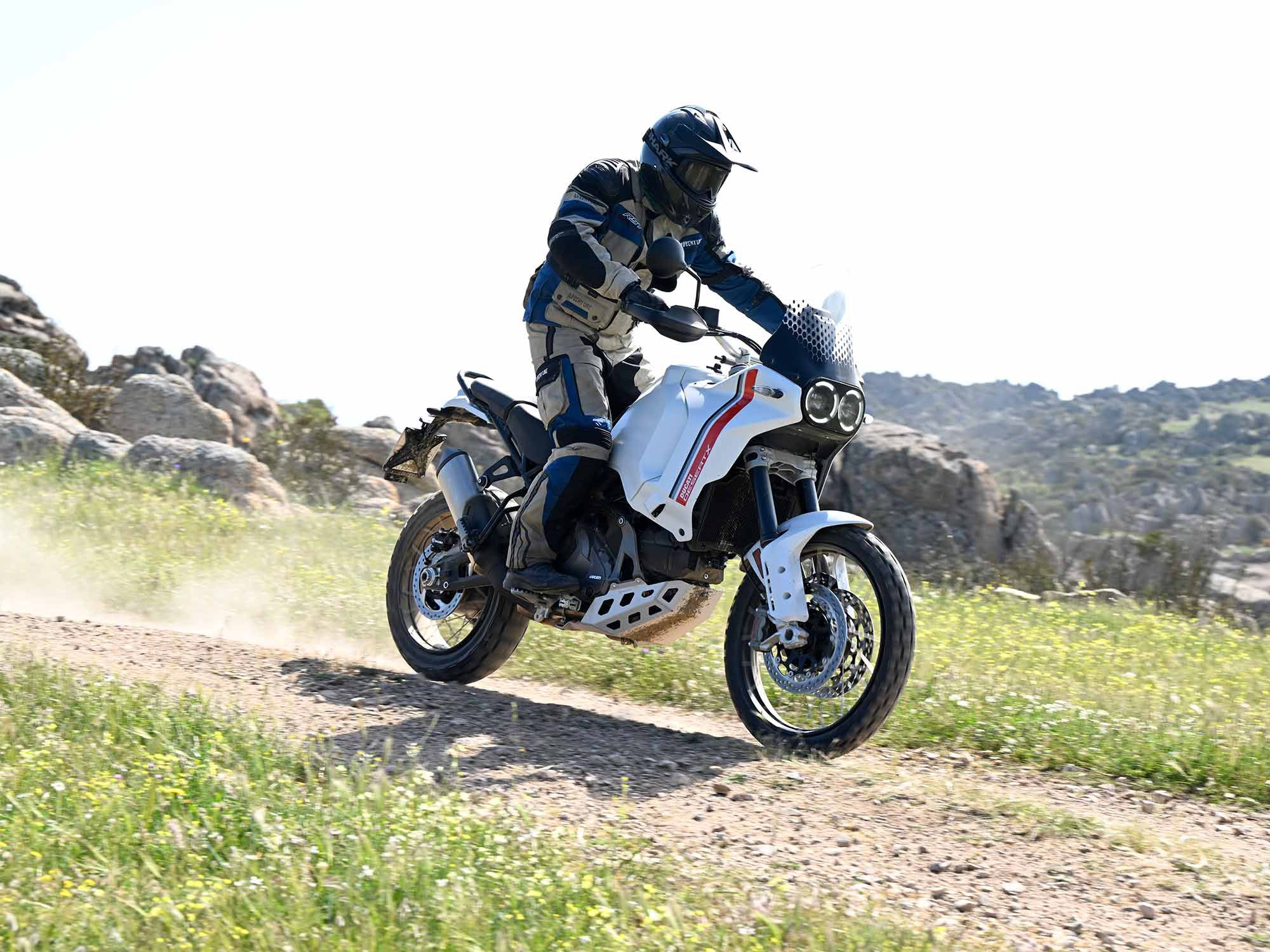 Ducati’s all-new DesertX, the Italian’s first production bike to run a 21-inch front wheel in the modern era.