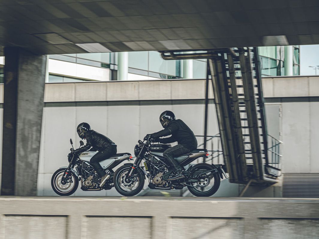 Brothers in arms. The Svartpilen and Vitpilen 401s are Husqvarnas fit for the entry-level rider.