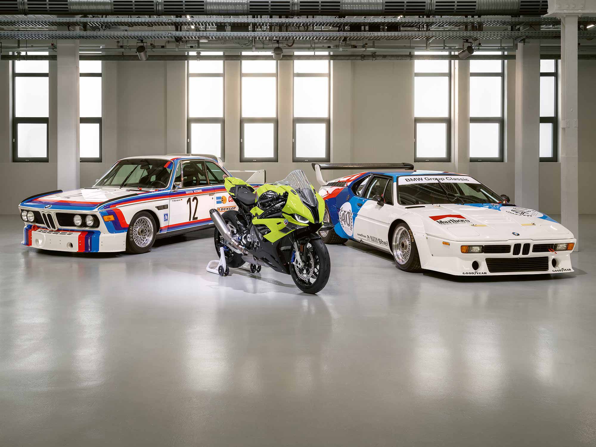 The M RR 50 Years M Anniversary model, with the legendary BMW 3.0 CSL and M1 Procar.