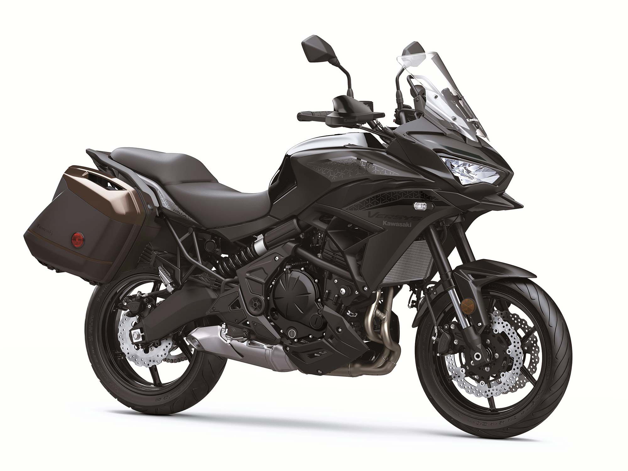 The front end of the Versys 650 sees many changes in 2022, including a sharper front cowl, LED headlights, new dash, and a four-way-adjustable windscreen.