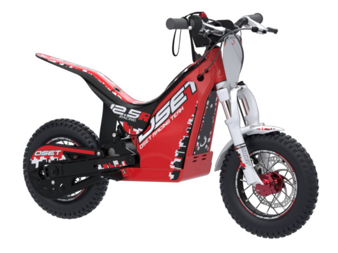 The Oset 12.5R electric motorcycle, good for ages 3–5, officially.