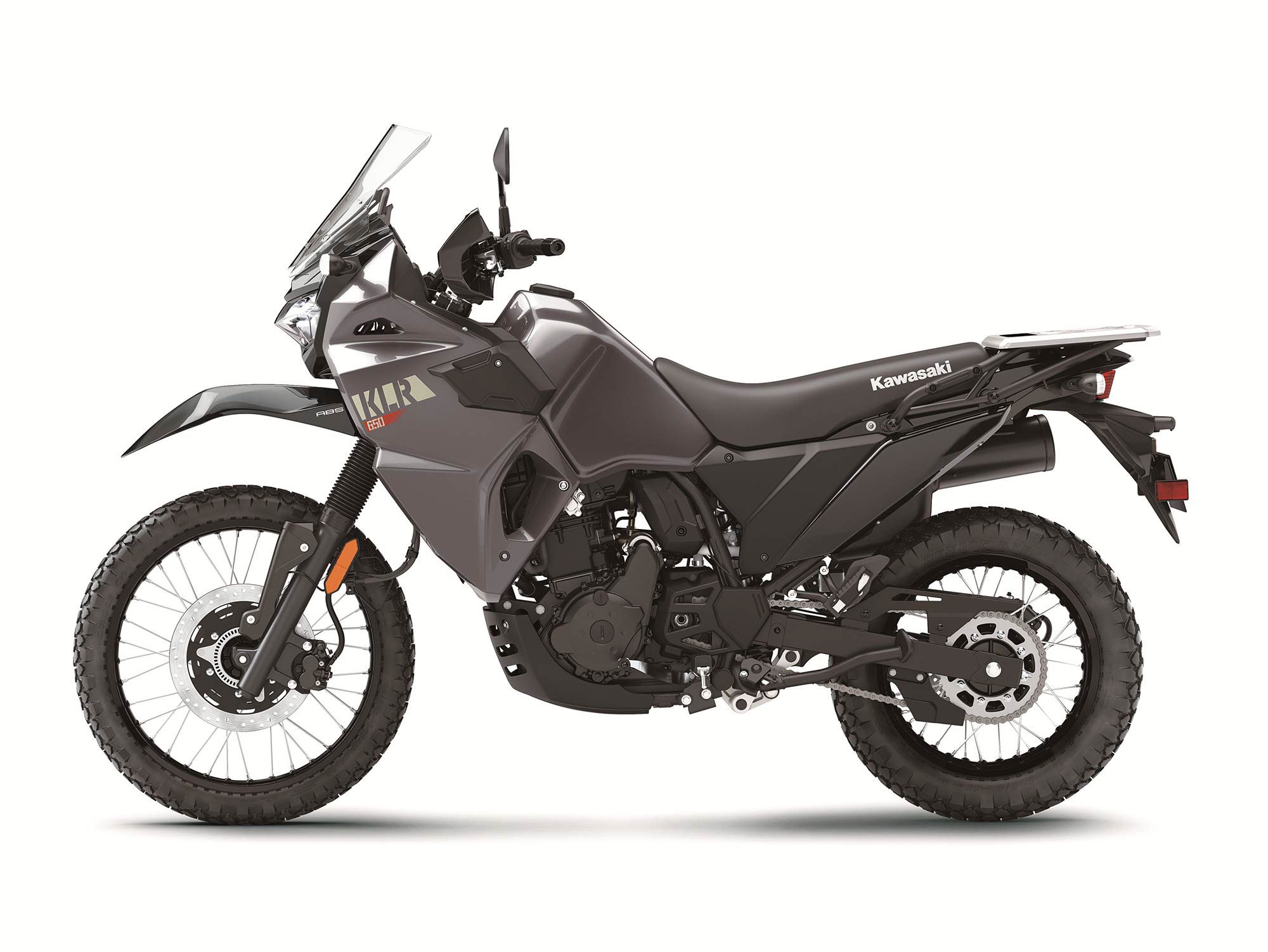 The KLR650 is capable of long slogs on the highway or clips down rocky dirt paths.