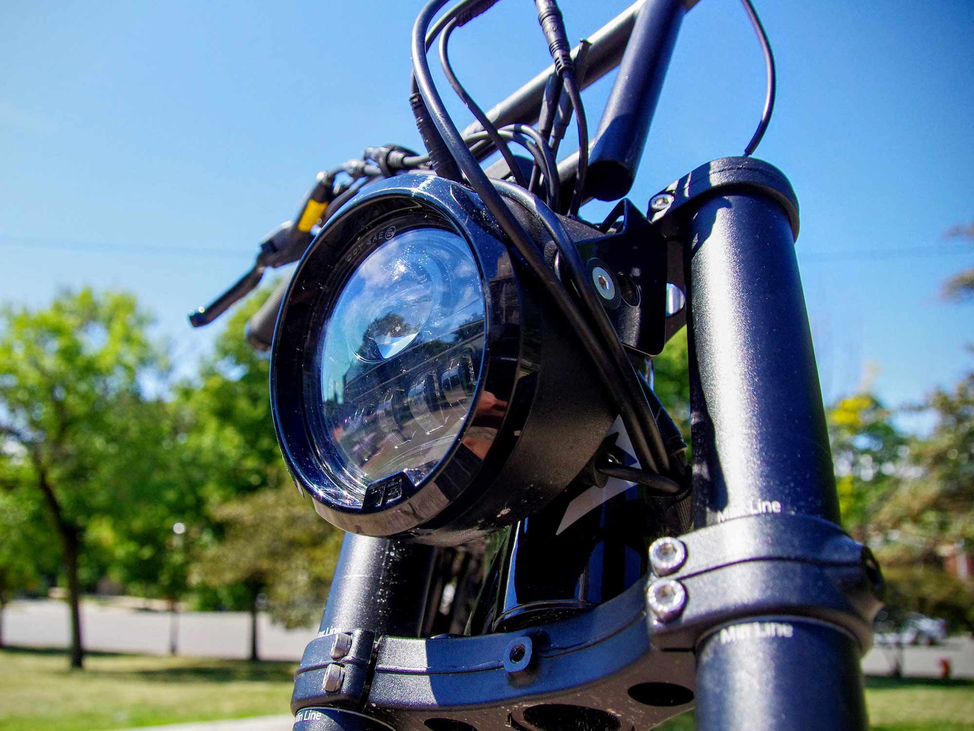 A 1,100-lumen LED headlight throws a nice beam, especially on streets with burned-out streetlights.